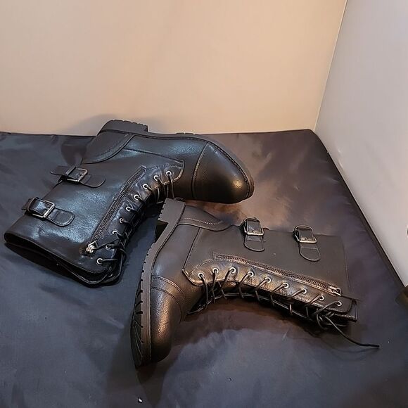 BRAND NEW SHOE LAND KASEY WOMEN'S ANKLE LACE-UP MILITARY COMBAT BOOT MID CALF - Picture 9 of 16